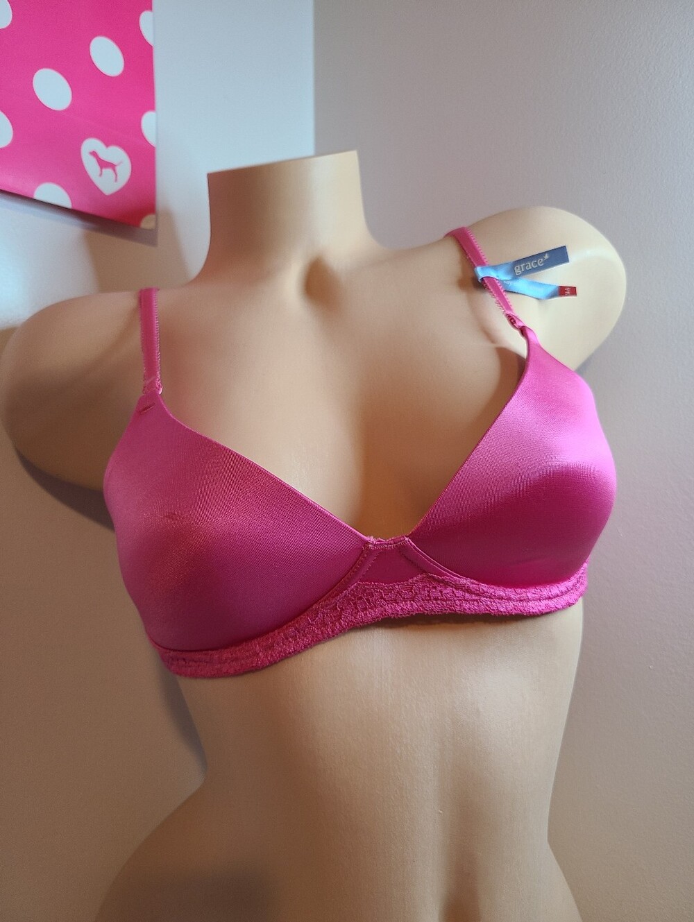 NWT Aerie "Grace" Silky Satin Wireless Push-up Bra Size 34A Pink